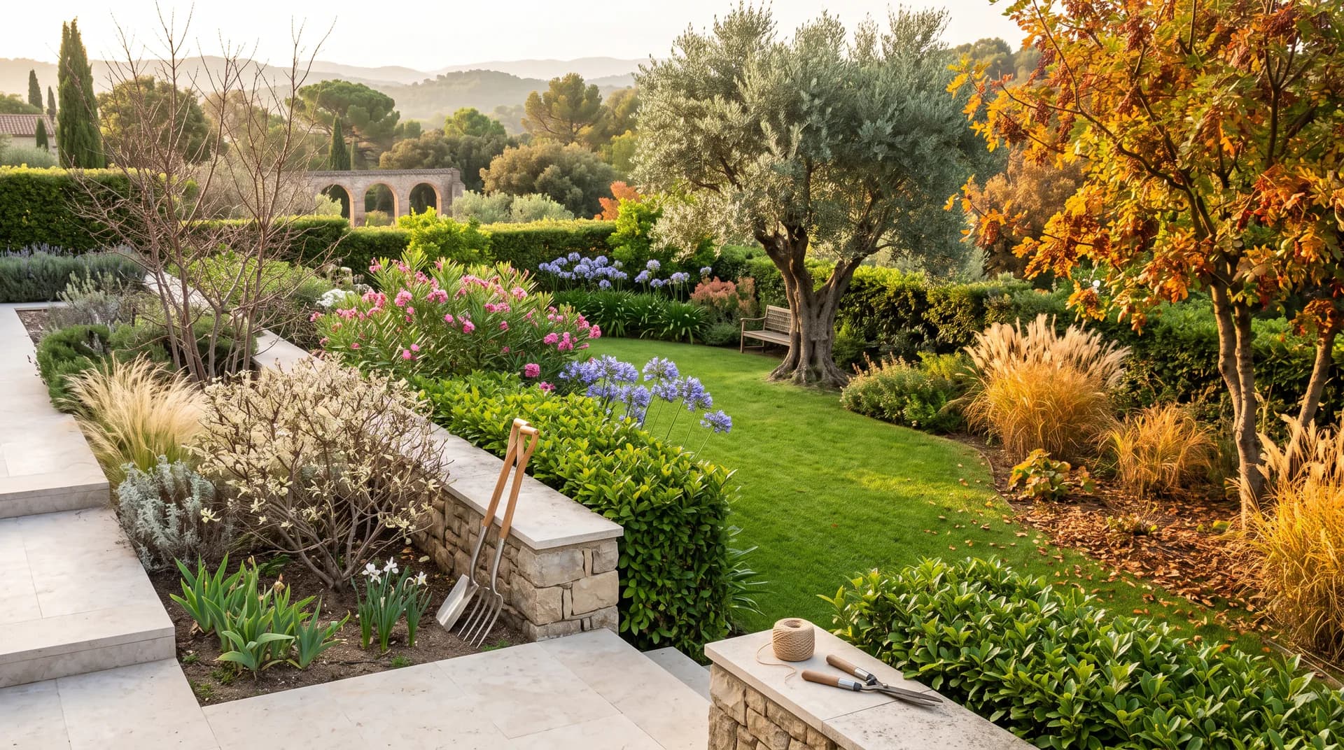 Eines i plantes preparades per al manteniment anual del jardí