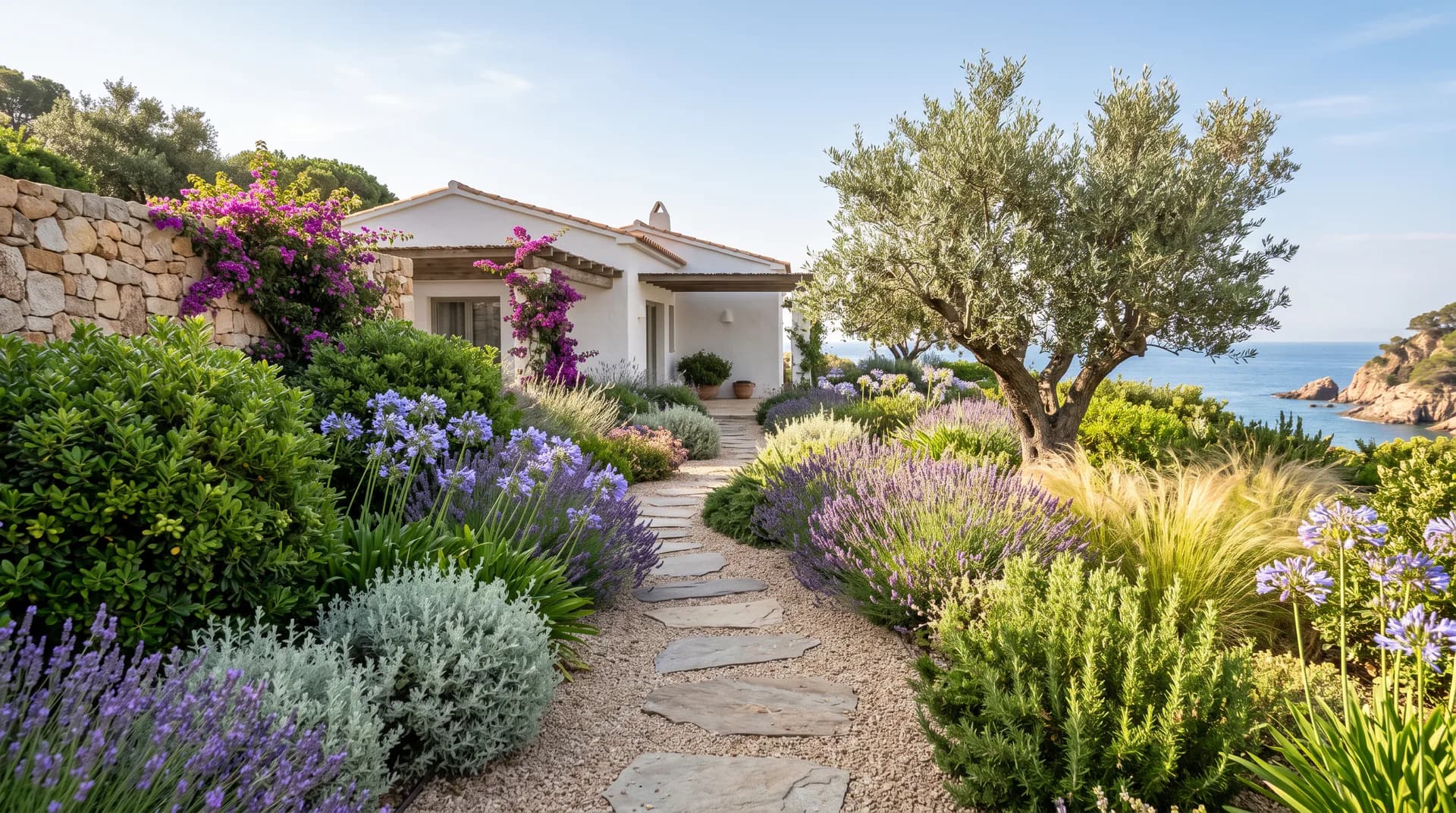 Selecció de plantes en un jardí mediterrani de la Costa Brava